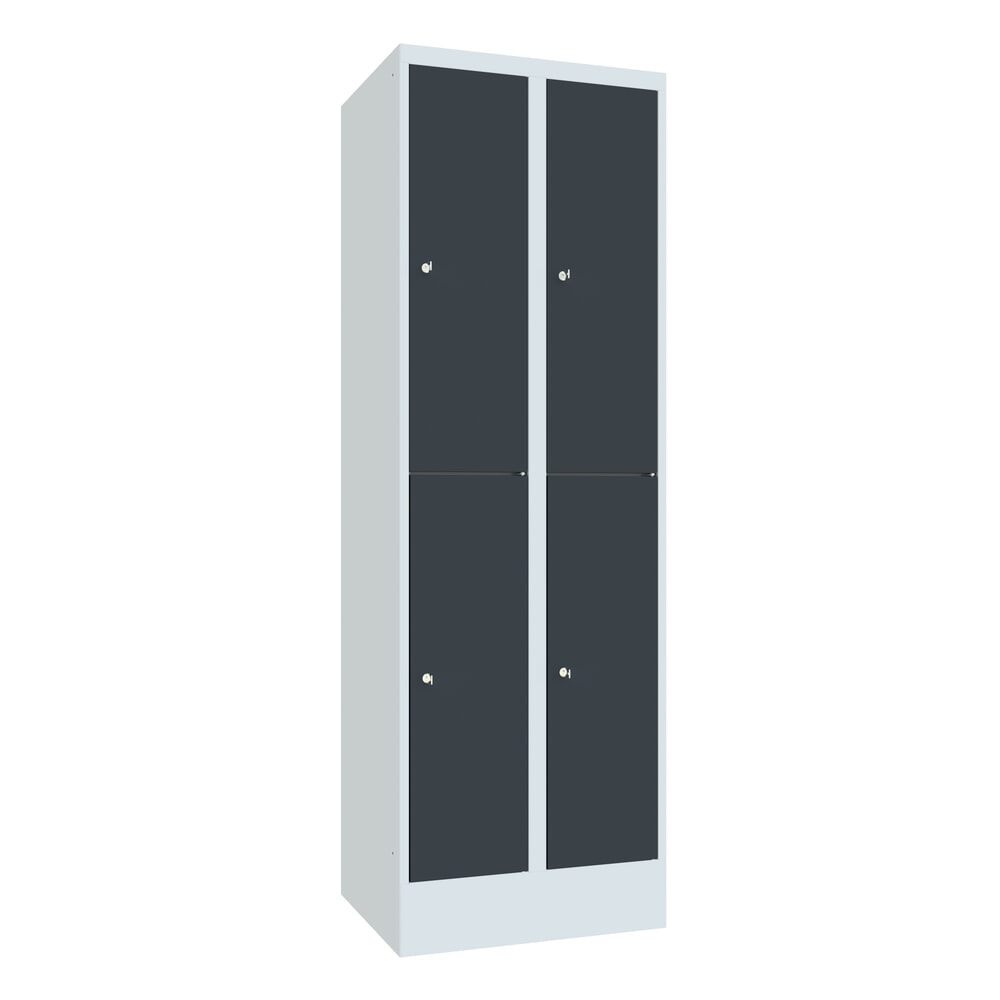 Productafbeelding nr. 1: Locker PAVOY, 2 x 2 vakken, hxbxd 1.850 x 630 x 500 mm, antracietgrijs, lichtgrijs
