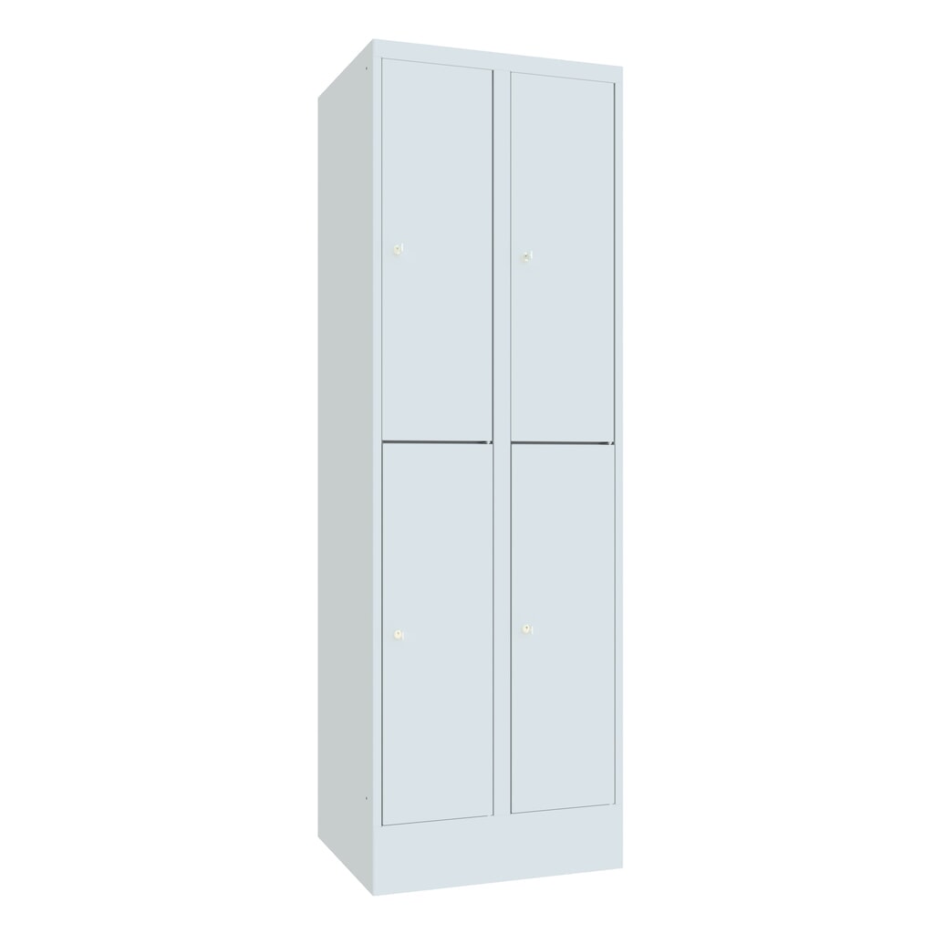 Locker PAVOY, 2 x 2 vakken, hxbxd 1.850 x 630 x 500 mm, lichtgrijs, lichtgrijs Product afbeelding: Locker PAVOY, 2 x 2 vakken, hxbxd 1.850 x 630 x 500 mm, lichtgrijs, lichtgrijs