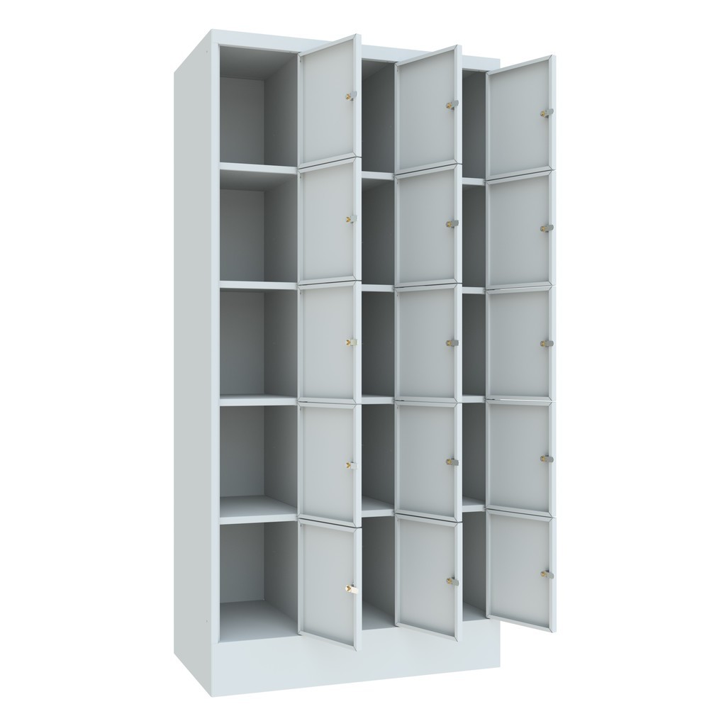 Productafbeelding nr. 3: Locker PAVOY, 3 x 5 vakken, hxbxd 1.850 x 930 x 500 mm, lichtgrijs, lichtgrijs
