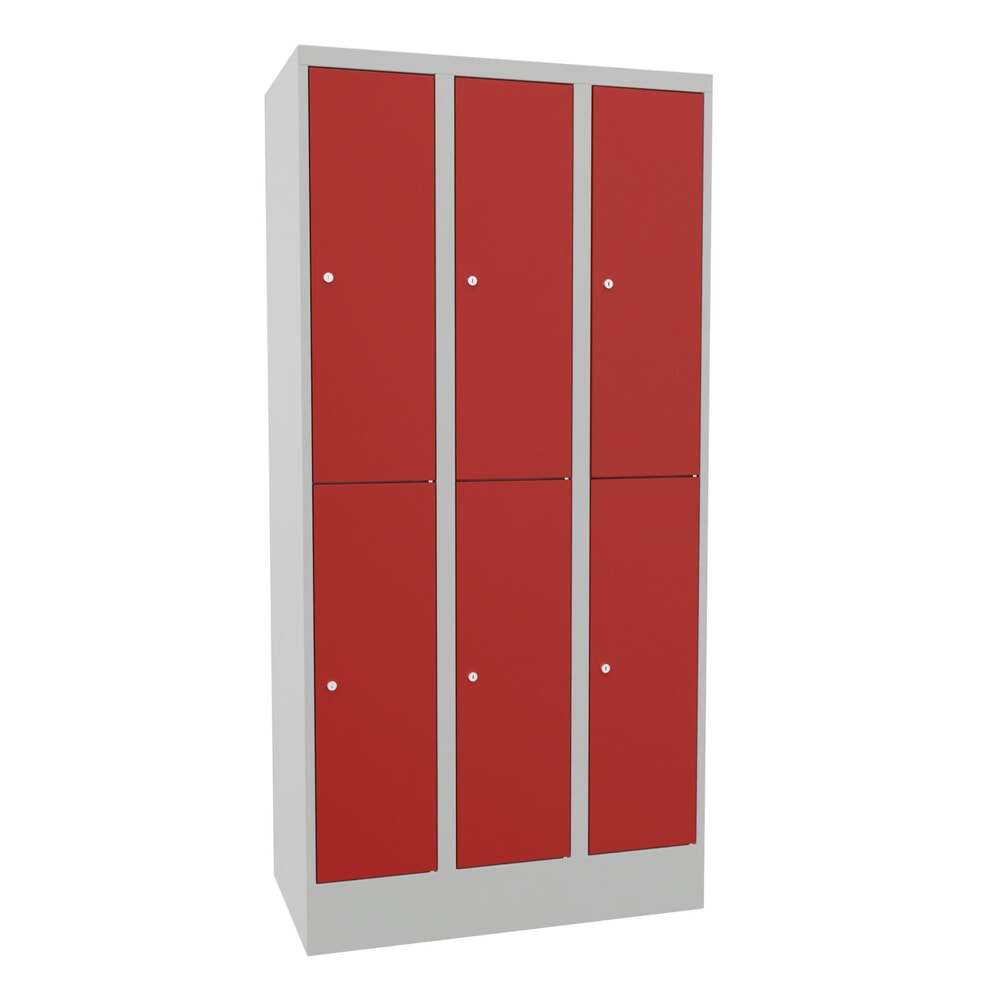 Productafbeelding nr. 1: Locker PAVOY, 3 x 2 vakken, hxbxd 1.850 x 930 x 500 mm, vuurrood, lichtgrijs
