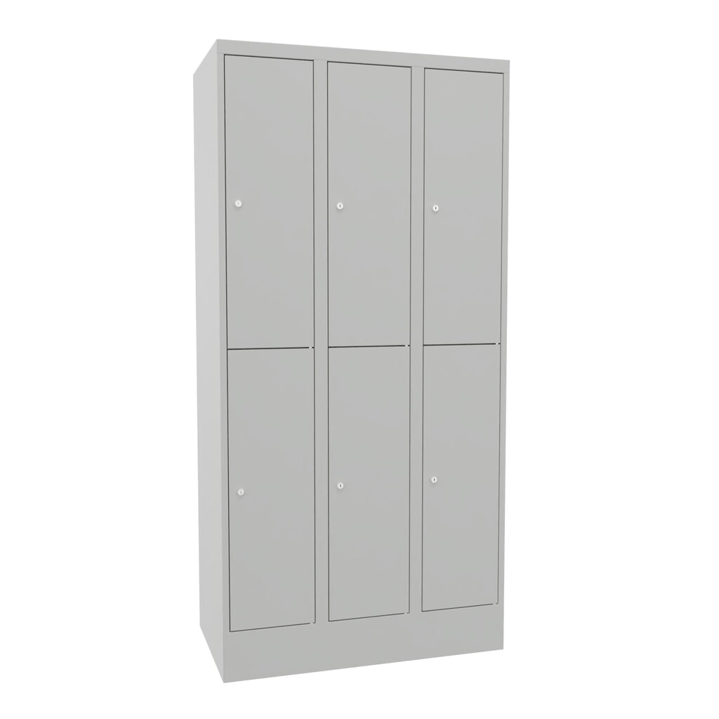 Locker PAVOY, 3 x 2 vakken, hxbxd 1.850 x 930 x 500 mm, lichtgrijs, lichtgrijs Product afbeelding: Locker PAVOY, 3 x 2 vakken, hxbxd 1.850 x 930 x 500 mm, lichtgrijs, lichtgrijs