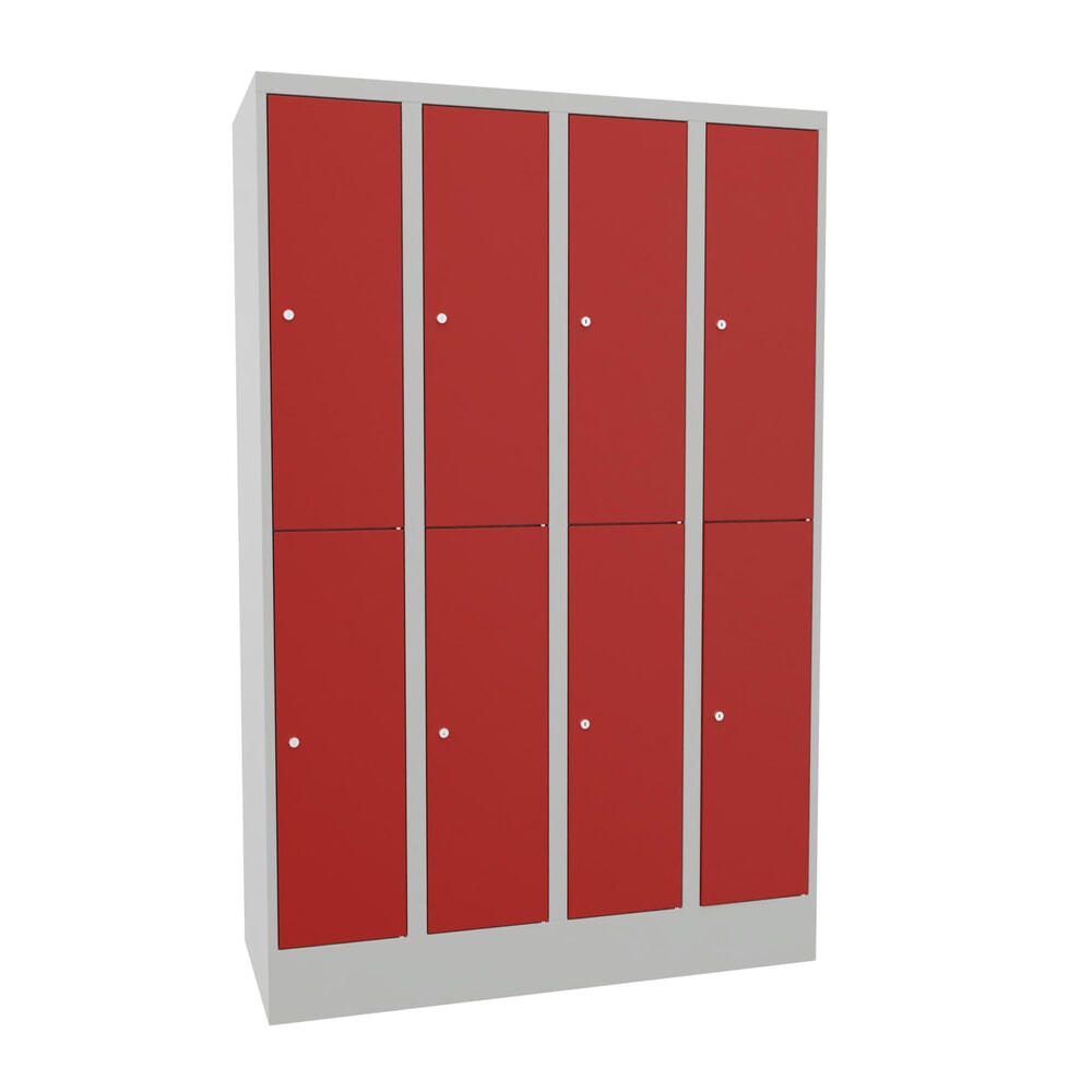Product afbeelding: Locker PAVOY, 4 x 2 vakken, hxbxd 1.850 x 1.230 x 500 mm, vuurrood, lichtgrijs