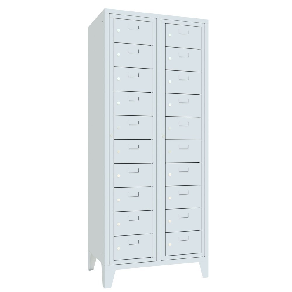 Productafbeelding nr. 2: Locker PAVOY met centrale deur, 2 x 10 vakken, hxbxd 1.850 x 770 x 500 mm, met poten, lichtgrijs, lichtgrijs