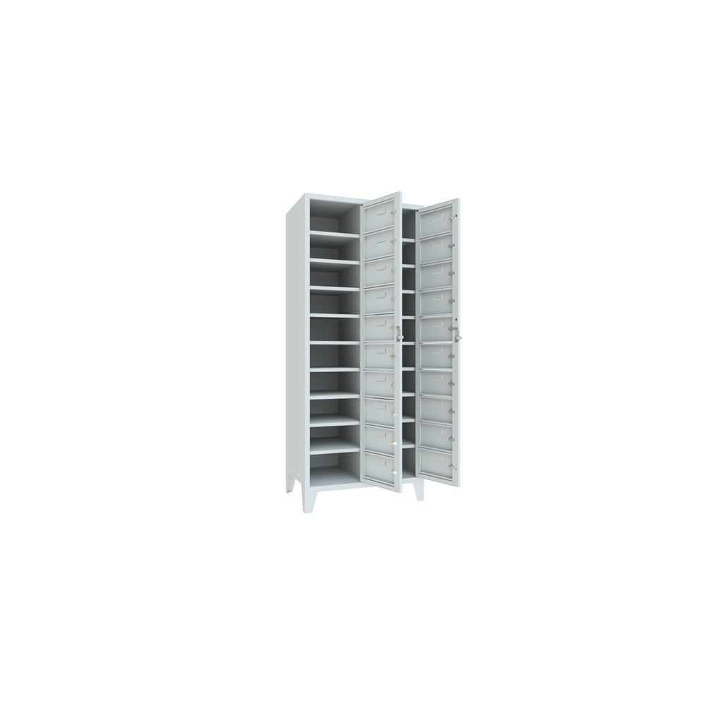 Productafbeelding nr. 3: Locker PAVOY met centrale deur, 2 x 10 vakken, hxbxd 1.850 x 770 x 500 mm, met poten, lichtgrijs, lichtgrijs