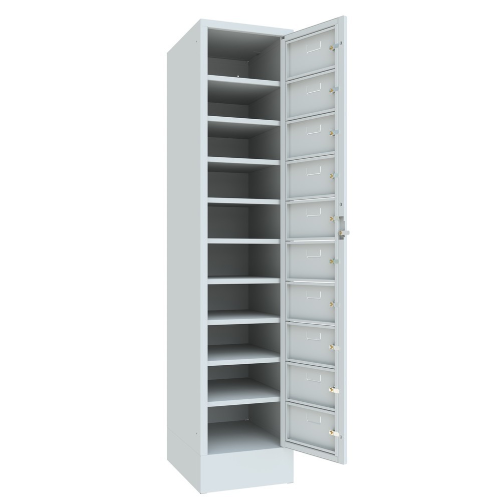 Productafbeelding nr. 3: Locker PAVOY met centrale deur, 1 x 10 vakken, hxbxd 1.850 x 400 x 500 mm, met sokkel, lichtgrijs, lichtgrijs