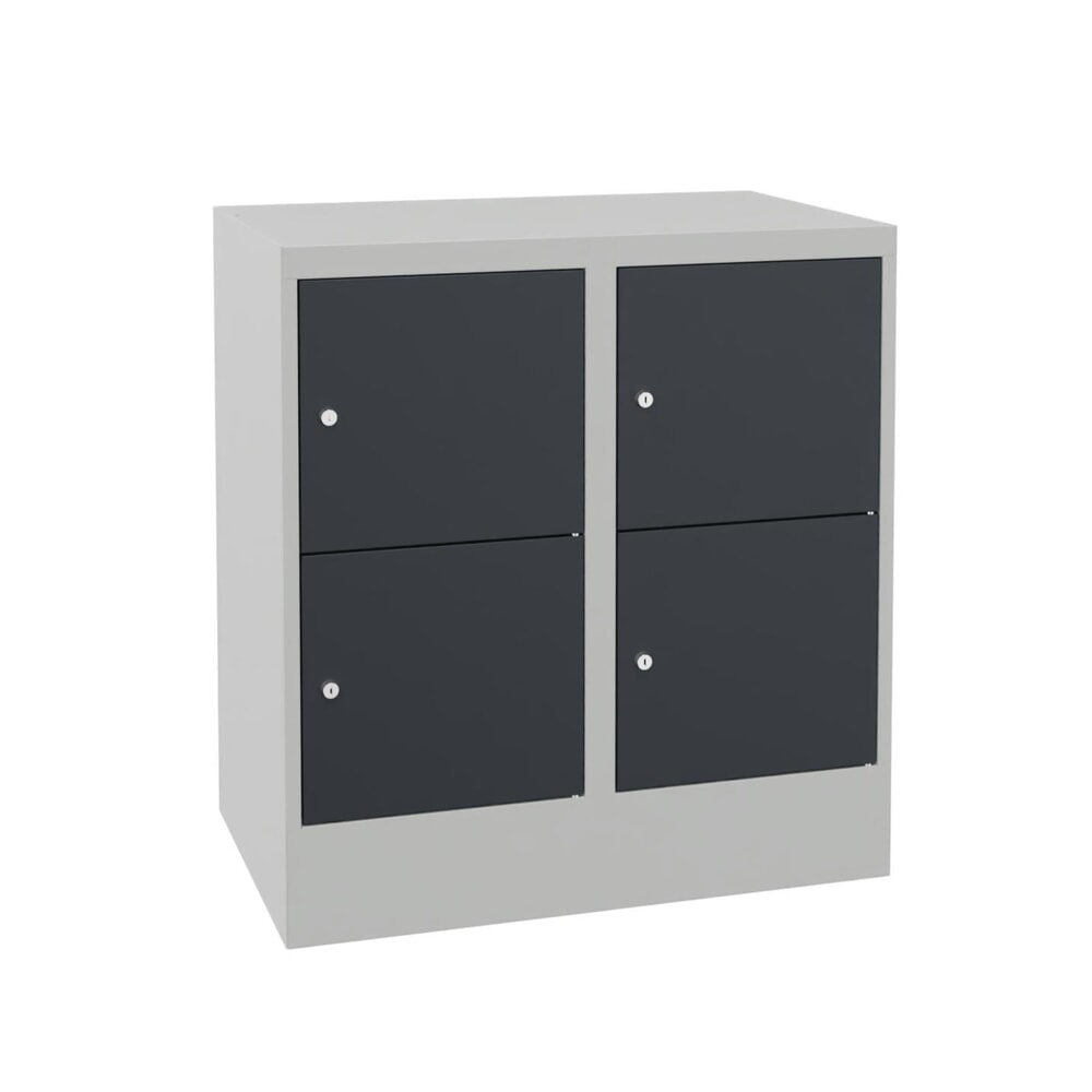 Productafbeelding nr. 1: Locker PAVOY met cilinderslot, 2 x 2 vakken, hxbxd 855 x 830 x 500 mm, antracietgrijs, lichtgrijs