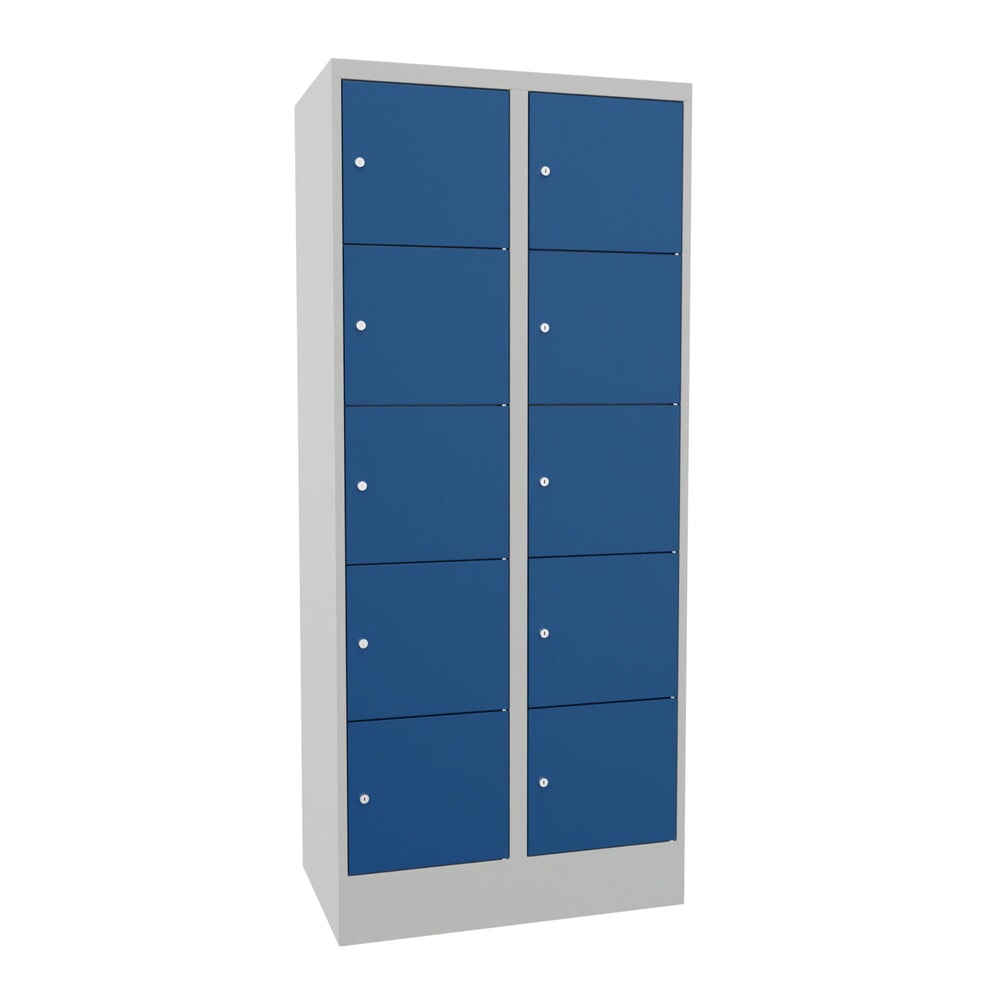 Product afbeelding: Locker PAVOY met cilinderslot, 2 x 5 vakken, hxbxd 1.850 x 830 x 500 mm, gentiaanblauw, lichtgrijs