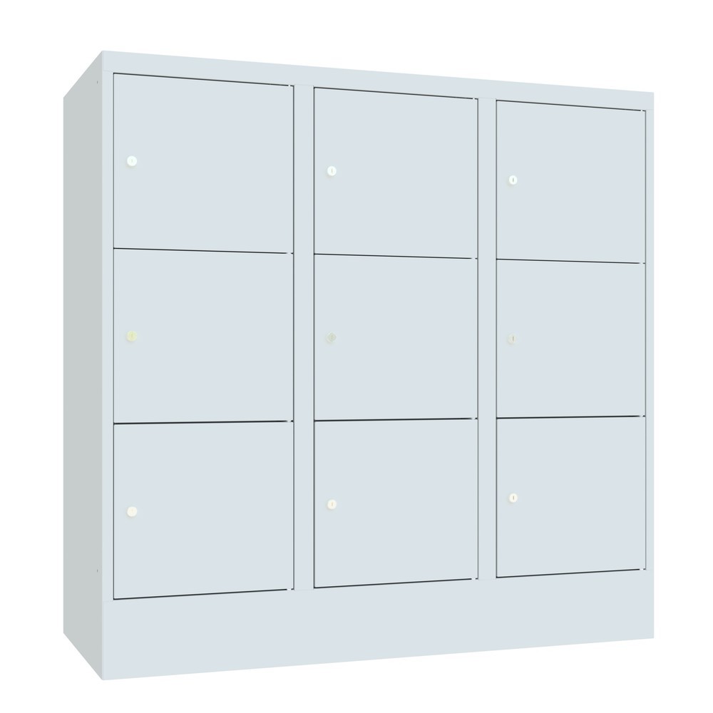 Productafbeelding nr. 2: Locker PAVOY met cilinderslot, 3 x 3 vakken, hxbxd 1.187 x 1.230 x 500 mm, lichtgrijs, lichtgrijs