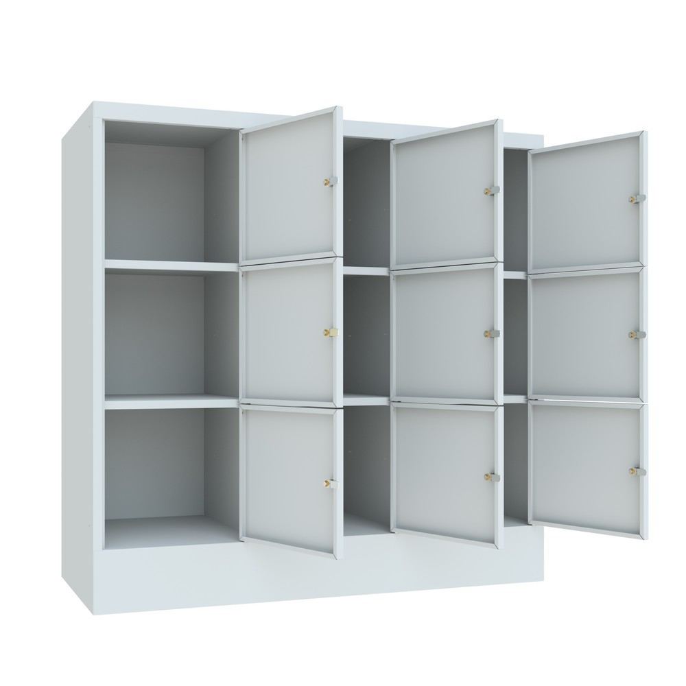 Productafbeelding nr. 3: Locker PAVOY met cilinderslot, 3 x 3 vakken, hxbxd 1.187 x 1.230 x 500 mm, lichtgrijs, lichtgrijs