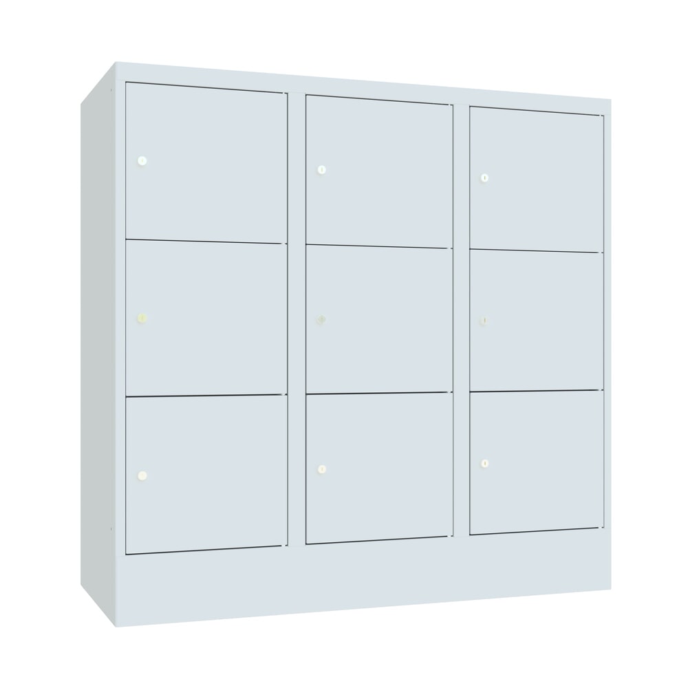 Product afbeelding: Locker PAVOY met cilinderslot, 3 x 3 vakken, hxbxd 1.187 x 1.230 x 500 mm, lichtgrijs, lichtgrijs