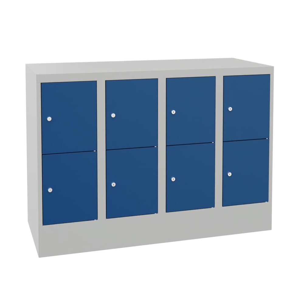 Product afbeelding: Locker PAVOY met cilinderslot, 4 x 2 vakken, hxbxd 855 x 1.230 x 500 mm, gentiaanblauw, lichtgrijs