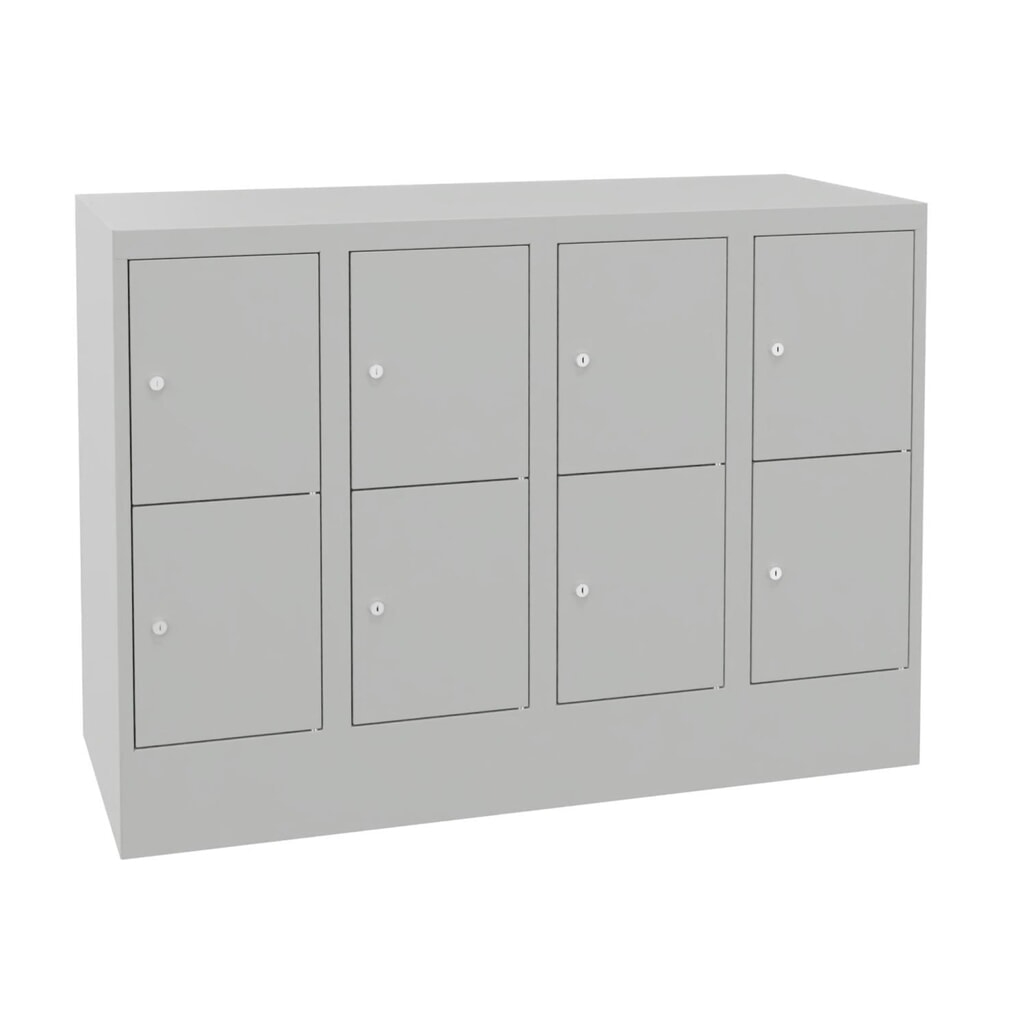 Locker PAVOY met cilinderslot, 4 x 2 vakken, hxbxd 855 x 1.230 x 500 mm, lichtgrijs, lichtgrijs Product afbeelding: Locker PAVOY met cilinderslot, 4 x 2 vakken, hxbxd 855 x 1.230 x 500 mm, lichtgrijs, lichtgrijs