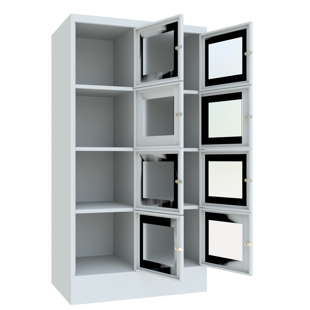 Productafbeelding nr. 3: Locker PAVOY met kijkvenster, 2 x 4 vakken, hxbxd 1.518 x 830 x 500 mm, lichtgrijs, lichtgrijs