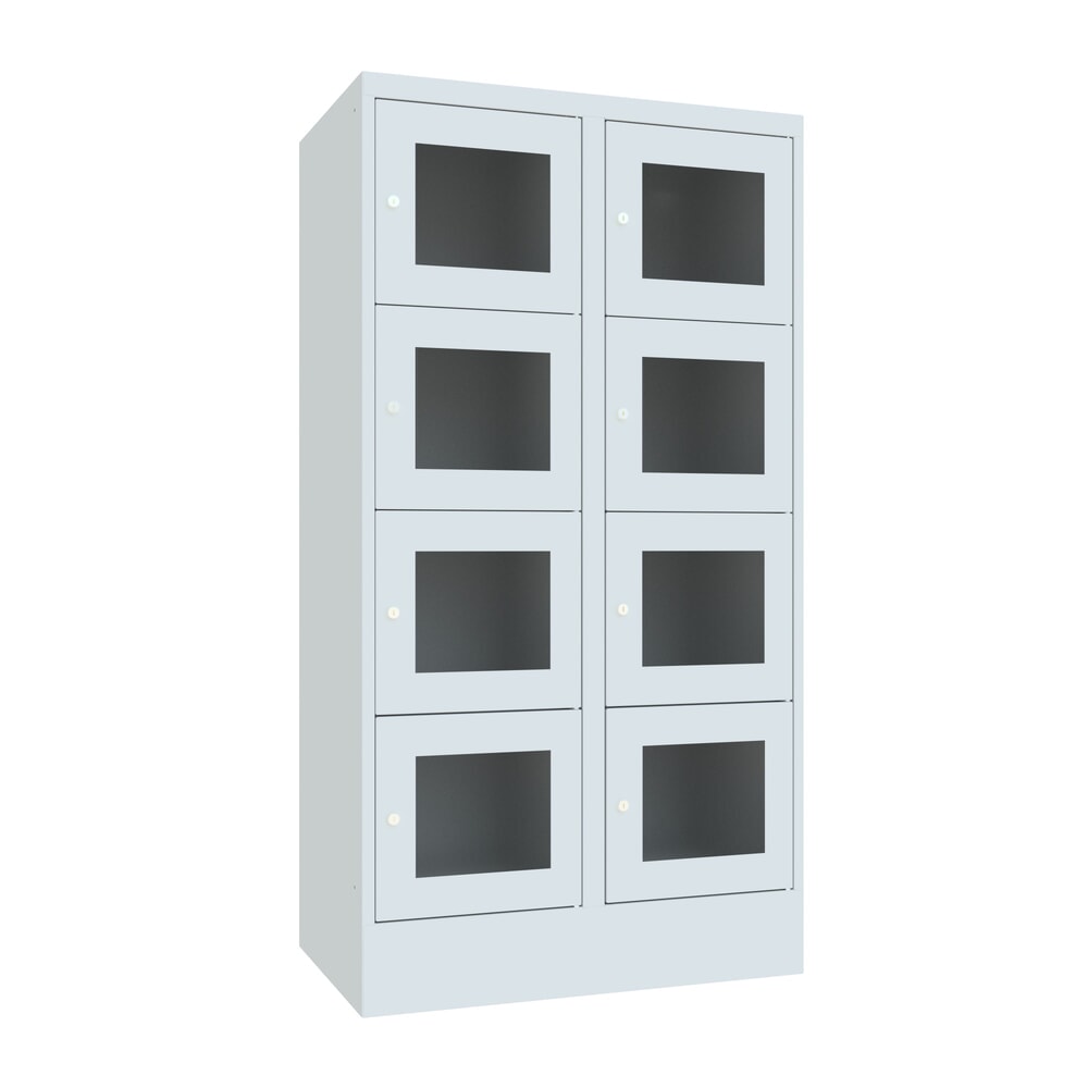 Product afbeelding: Locker PAVOY met kijkvenster, 2 x 4 vakken, hxbxd 1.518 x 830 x 500 mm, lichtgrijs, lichtgrijs