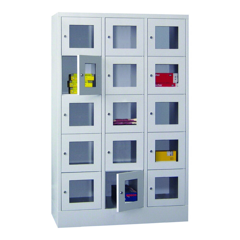 Productafbeelding nr. 2: Locker PAVOY met kijkvenster, 3 x 5 vakken, hxbxd 1.850 x 1.230 x 500 mm, lichtgrijs, lichtgrijs