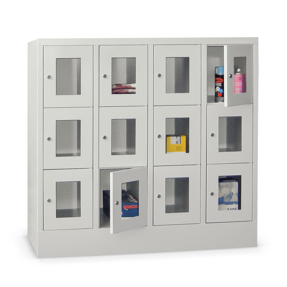 Product afbeelding: Locker PAVOY met kijkvenster, 4 x 2 vakken, hxbxd 855 x 1.230 x 500 mm, gentiaanblauw, lichtgrijs