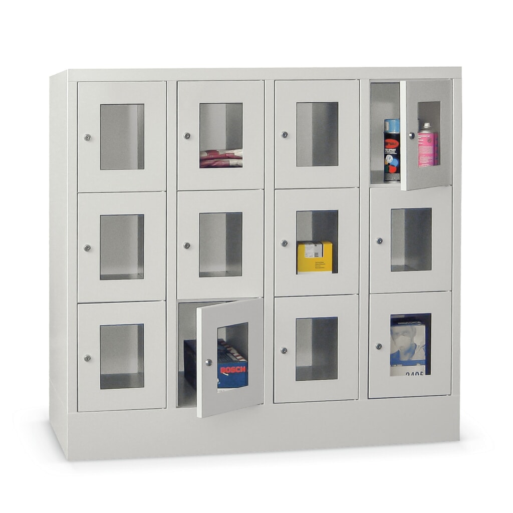 Product afbeelding: Locker PAVOY met kijkvenster, 4 x 2 vakken, hxbxd 855 x 1.230 x 500 mm, lichtgrijs, lichtgrijs