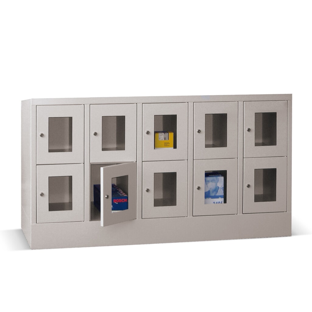 Product afbeelding: Locker PAVOY met kijkvenster, 5 x 2 vakken, hxbxd 855 x 1.530 x 500 mm, lichtgrijs, lichtgrijs