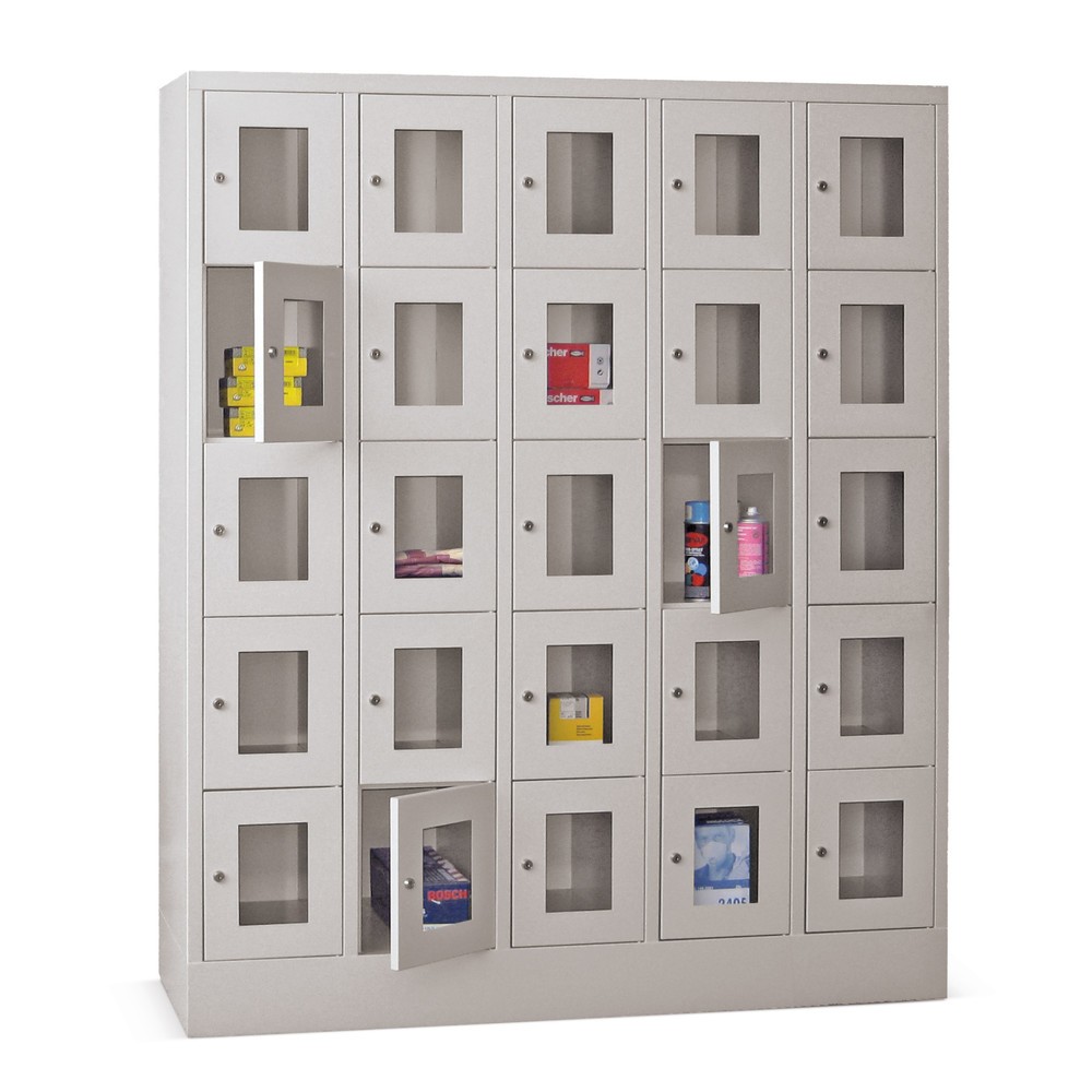 Productafbeelding nr. 1: Locker PAVOY met kijkvenster, 5 x 5 vakken, hxbxd 1.850 x 1.530 x 500 mm, zuiver wit, zuiver wit