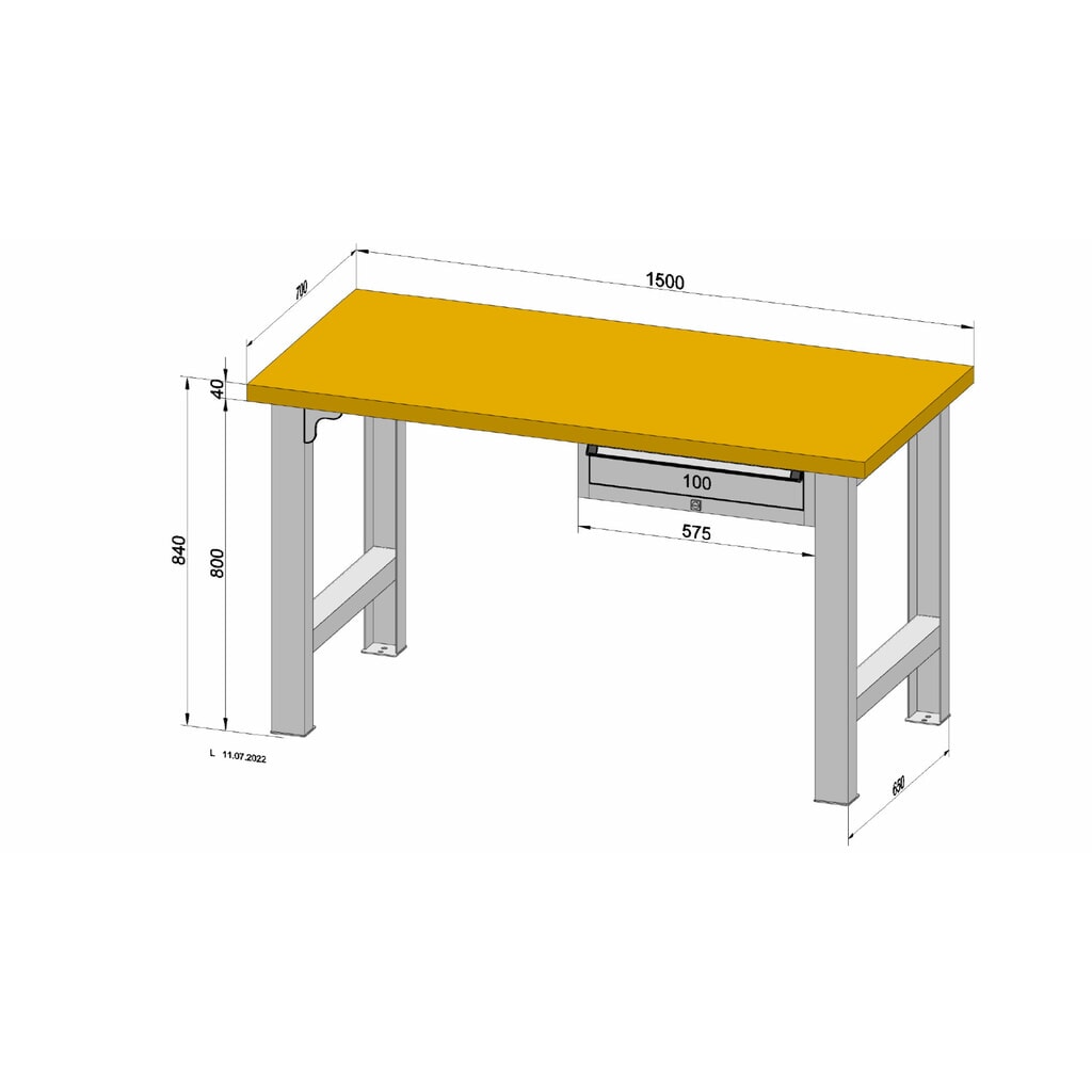 Productafbeelding nr. 1: LOKOMA Werkbank met 1 lade, draagvermogen 400 kg, hxbxd 840 x 1500 x 700 mm