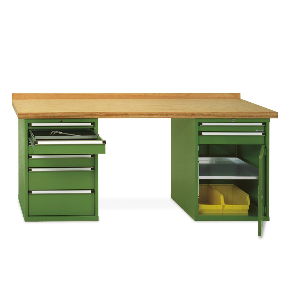 LOKOMA Premium werkbank voor zwaar gebruik met 2 ladeblokken, draagvermogen 1.200 kg, hxbxd 850 mm x 2.000 mm x 700 mm, resedagroen Productafbeelding nr. 1: LOKOMA Premium werkbank voor zwaar gebruik met 2 ladeblokken, draagvermogen 1.200 kg, hxbxd 850 mm x 2.000 mm x 700 mm, resedagroen