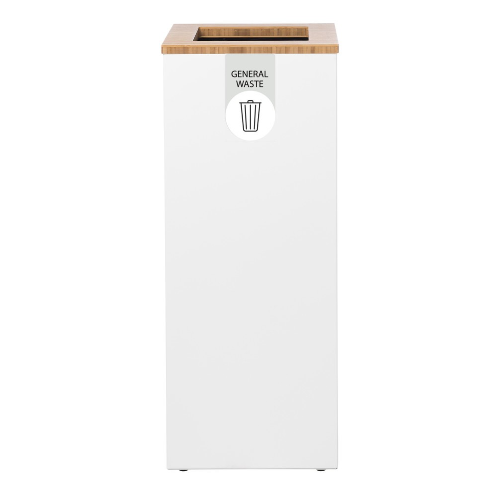 Product afbeelding: Afvalbak LUNE Paxa Medium, 34 liter, wit / bamboe / grijs