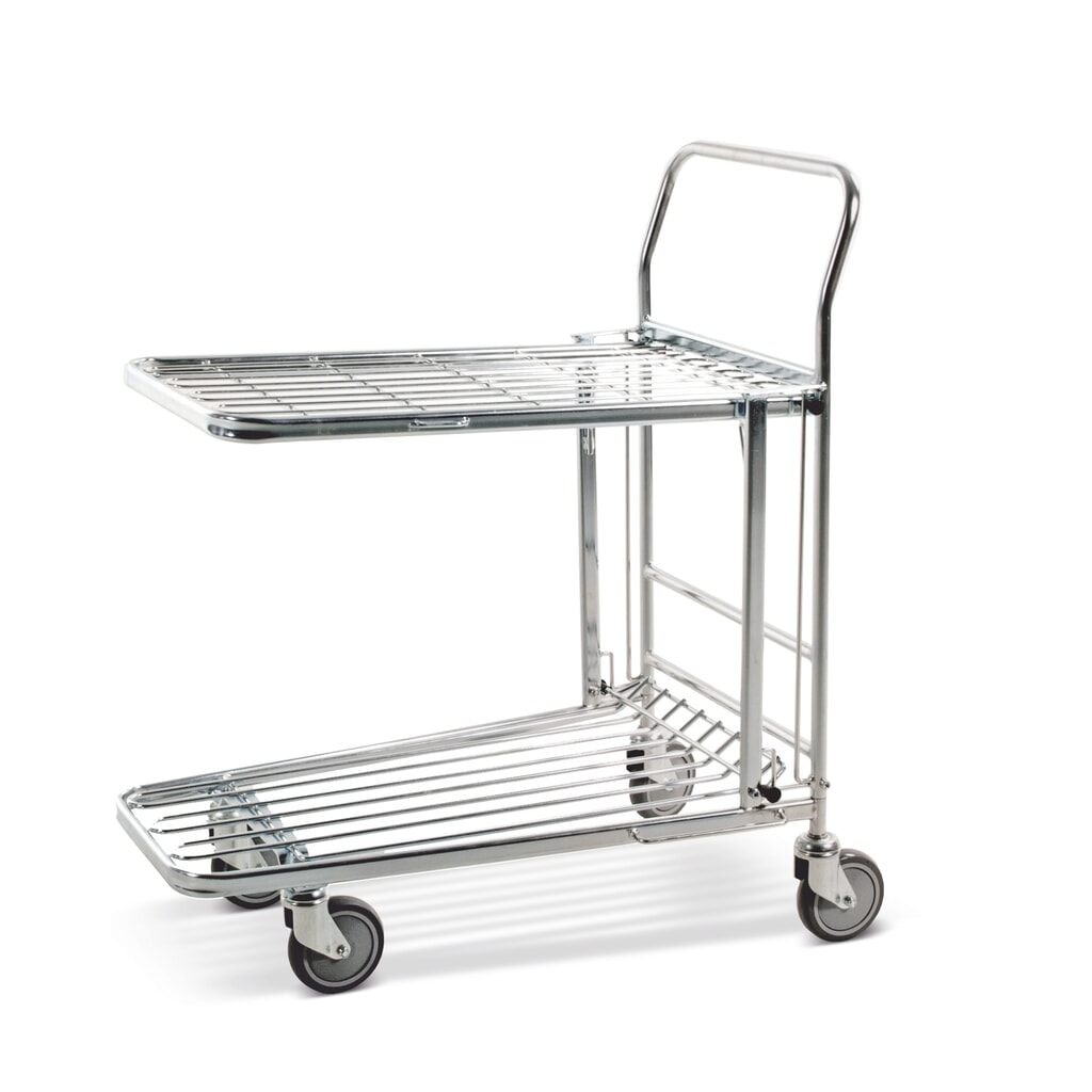 Magazijn- en transportwagen, inklapbaar legbord, laadvlak bxd 435 x 770 mm Product afbeelding: Magazijn- en transportwagen, inklapbaar legbord, laadvlak bxd 435 x 770 mm