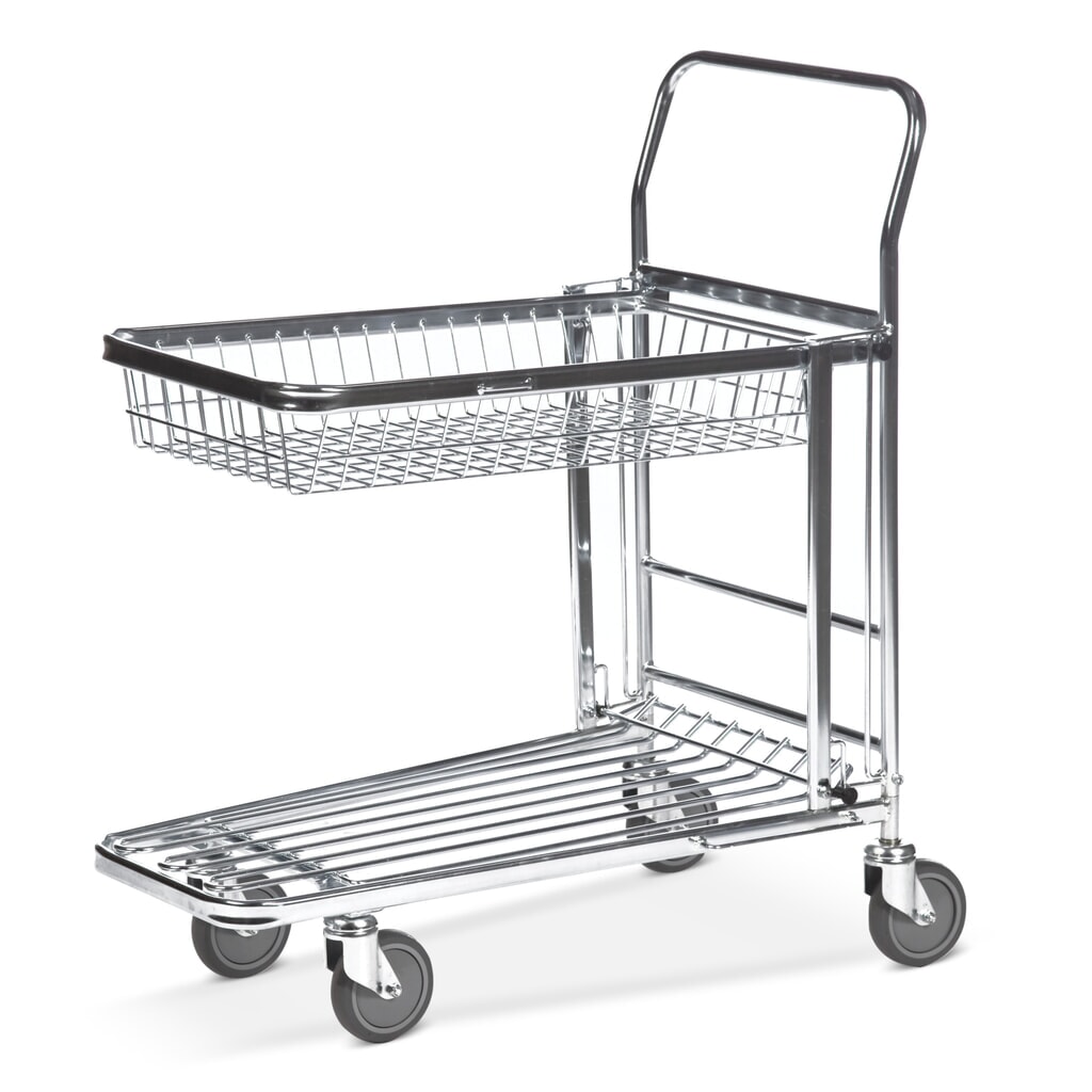 Product afbeelding: Magazijn- en transportwagen, inklapbare mand, laadvlak bxd 344 x 700 mm