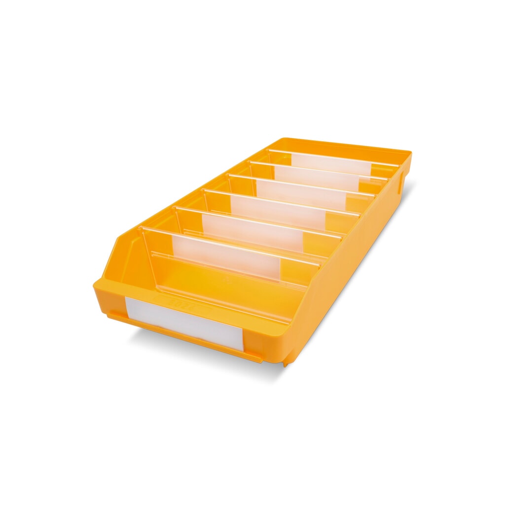 Magazijnbakken met inkijkopening, bxd 240 x 500 mm, geel Product afbeelding: Magazijnbakken met inkijkopening, bxd 240 x 500 mm, geel