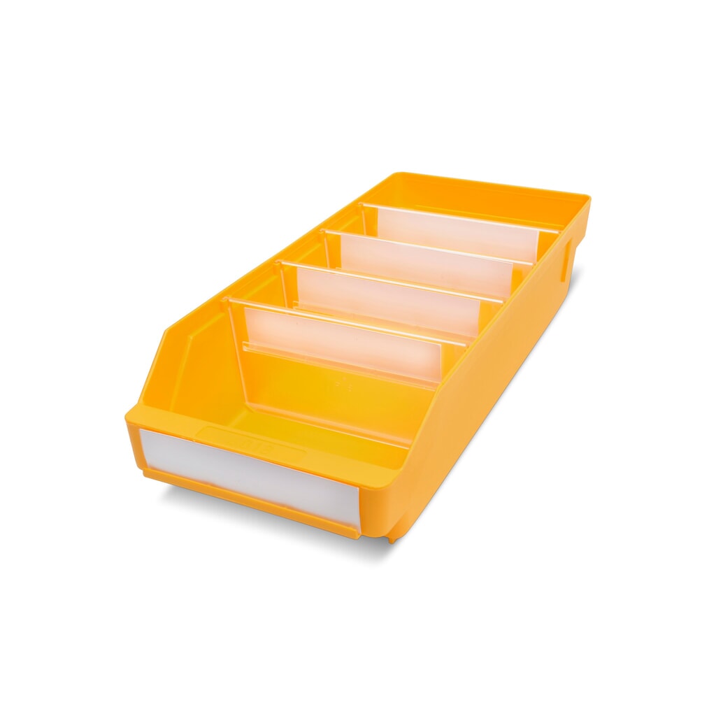 Magazijnbakken met inkijkopening, bxd 180 x 400 mm, geel Product afbeelding: Magazijnbakken met inkijkopening, bxd 180 x 400 mm, geel