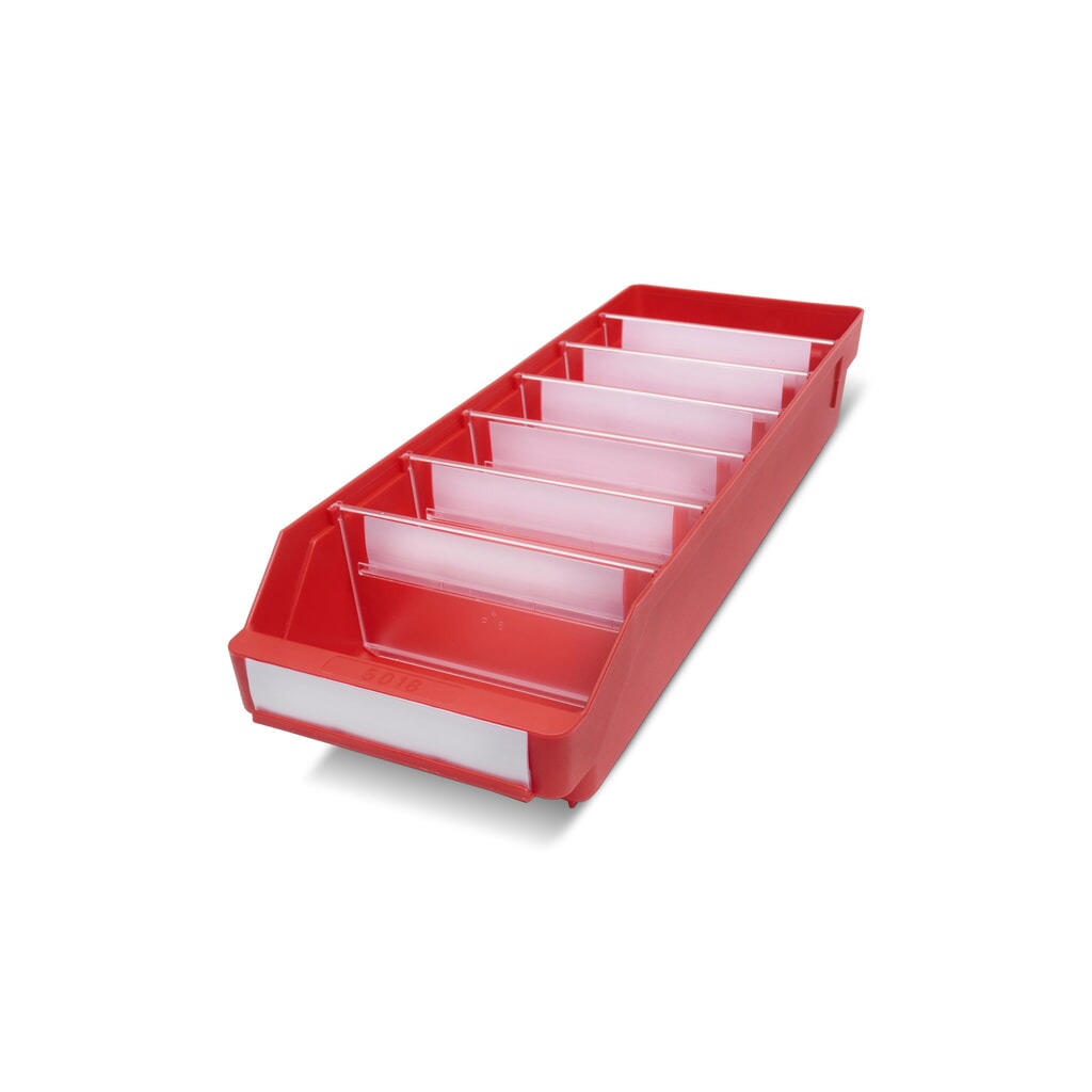 Magazijnbakken met inkijkopening, bxd 180 x 500 mm, rood Product afbeelding: Magazijnbakken met inkijkopening, bxd 180 x 500 mm, rood