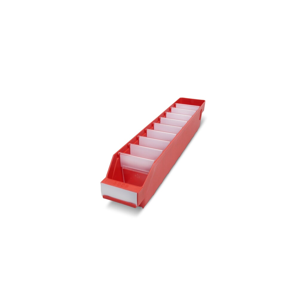 Magazijnbakken met inkijkopening, bxd 90 x 500 mm, rood Product afbeelding: Magazijnbakken met inkijkopening, bxd 90 x 500 mm, rood