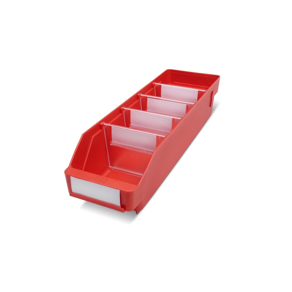 Magazijnbakken met inkijkopening, bxd 120 x 400 mm, rood Product afbeelding: Magazijnbakken met inkijkopening, bxd 120 x 400 mm, rood