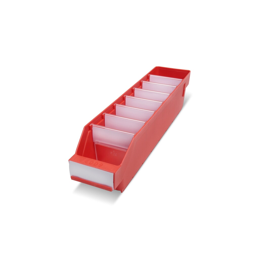 Magazijnbakken met inkijkopening, bxd 90 x 400 mm, rood Product afbeelding: Magazijnbakken met inkijkopening, bxd 90 x 400 mm, rood