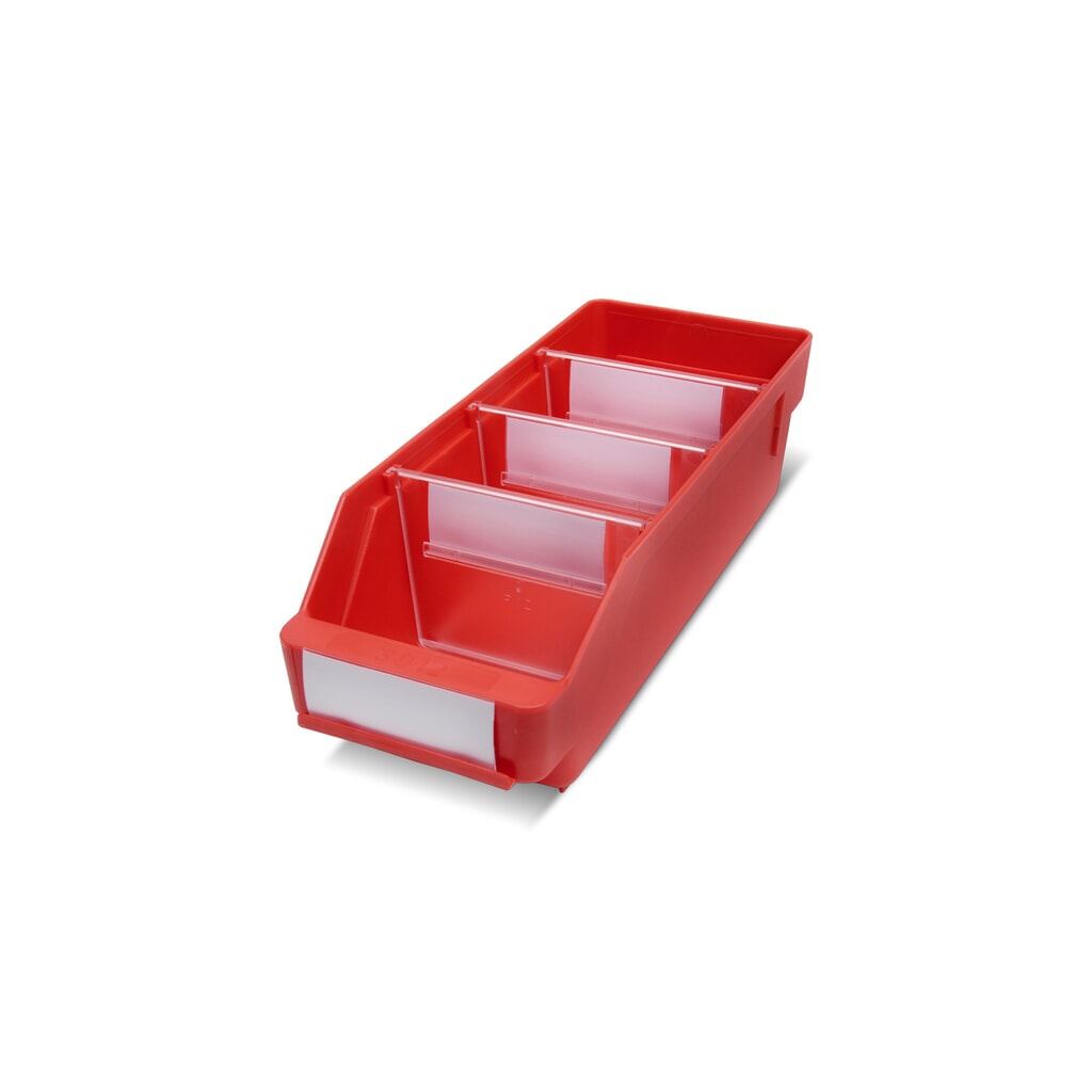 Magazijnbakken met inkijkopening, bxd 120 x 300 mm, rood Product afbeelding: Magazijnbakken met inkijkopening, bxd 120 x 300 mm, rood