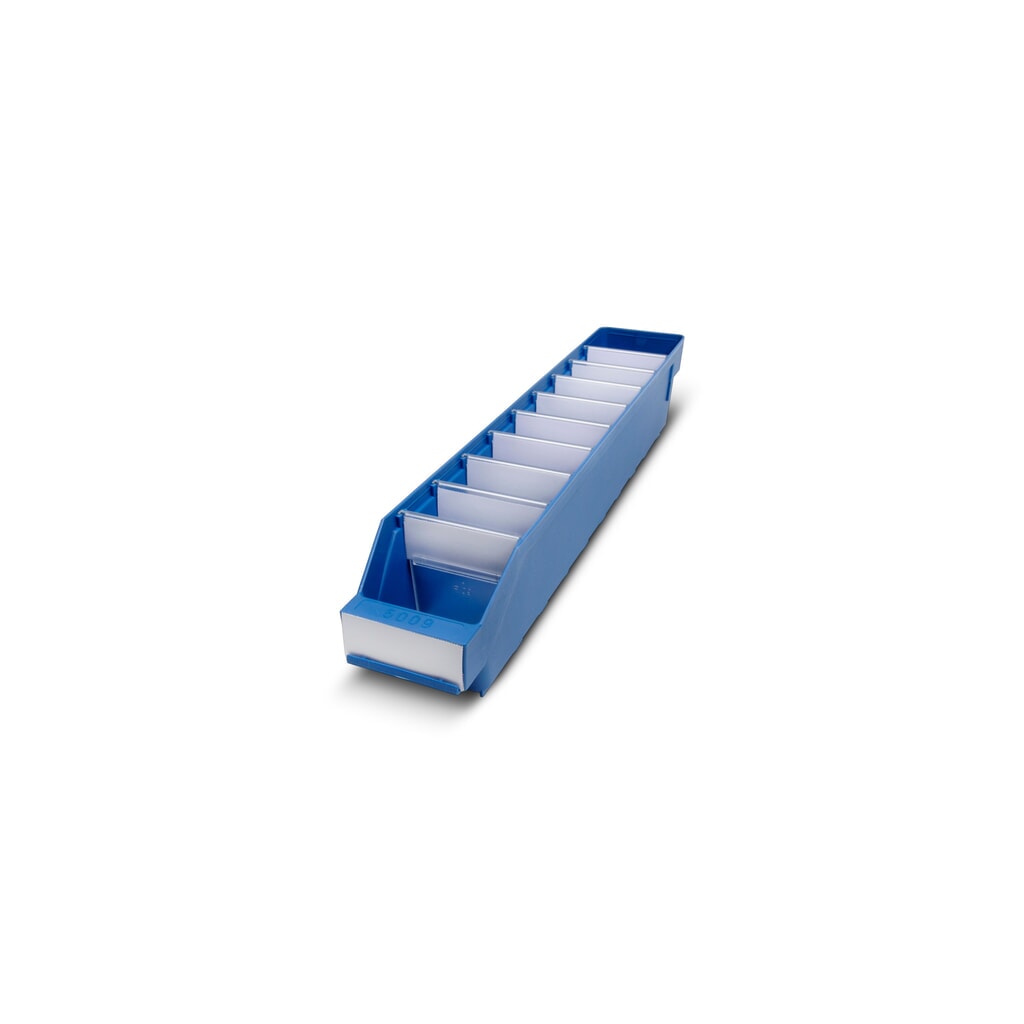 Magazijnbakken met inkijkopening, bxd 90 x 500 mm, blauw Product afbeelding: Magazijnbakken met inkijkopening, bxd 90 x 500 mm, blauw