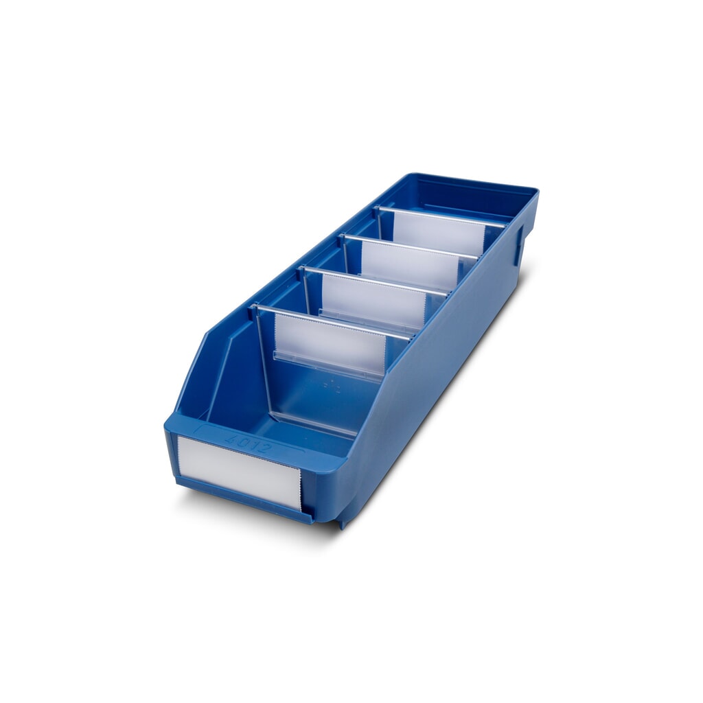 Magazijnbakken met inkijkopening, bxd 120 x 400 mm, blauw Product afbeelding: Magazijnbakken met inkijkopening, bxd 120 x 400 mm, blauw