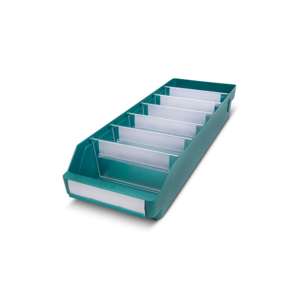 Magazijnbakken met inkijkopening, bxd 180 x 500 mm, groen Product afbeelding: Magazijnbakken met inkijkopening, bxd 180 x 500 mm, groen