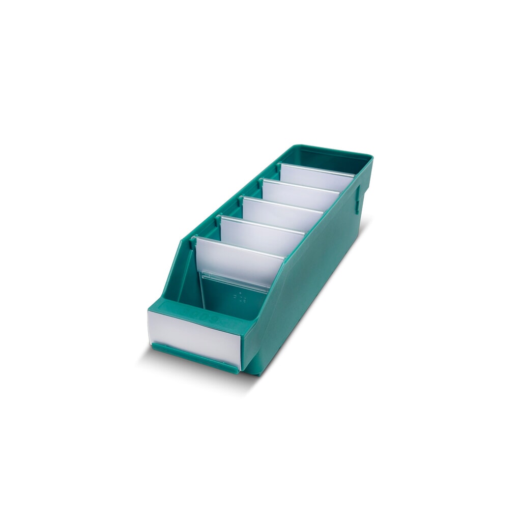 Magazijnbakken met inkijkopening, bxd 90 x 300 mm, groen Product afbeelding: Magazijnbakken met inkijkopening, bxd 90 x 300 mm, groen