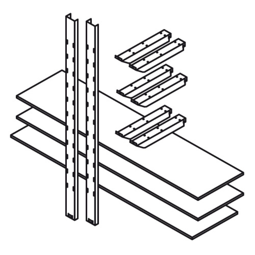 Product afbeelding: Magazijnstelling voor materiaalcontainer, 3 etages van 1.000 x 500 mm