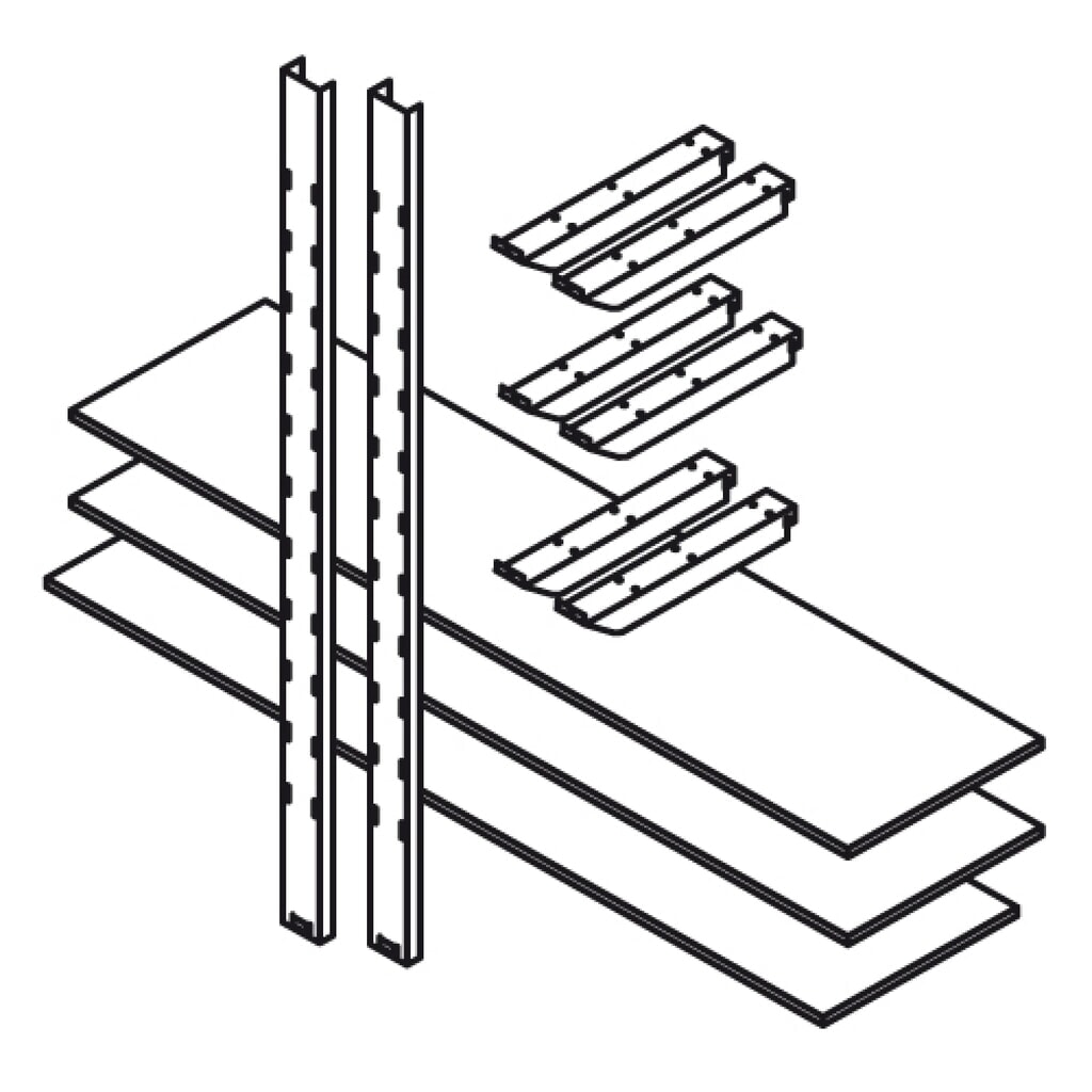 Product afbeelding: Magazijnstelling voor materiaalcontainer, 3 etages van 1.000 x 500 mm