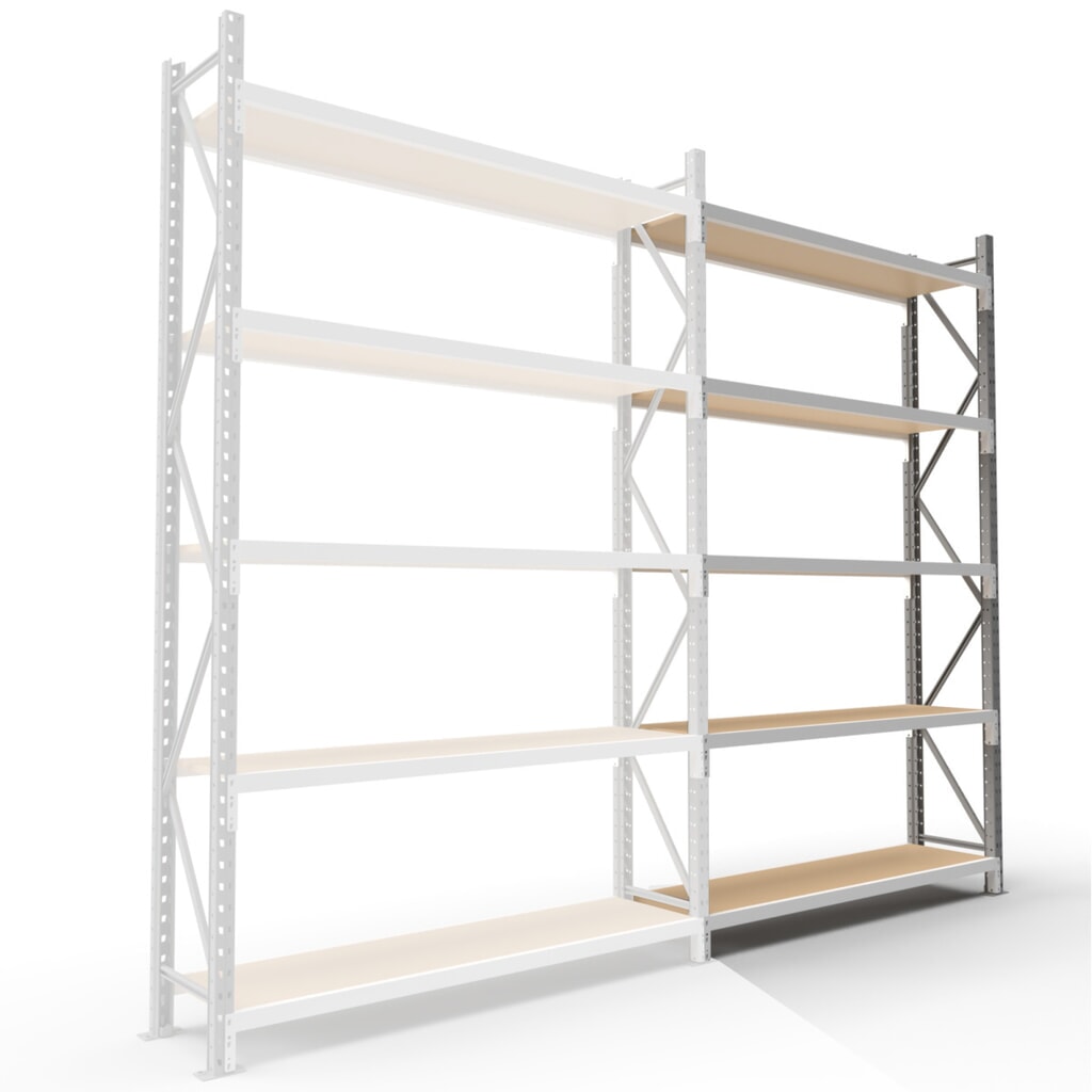 ManOrga Grootvakstelling, met spaanplaten, AF, H x B x D 3.000 x 1.800 x 600 mm Product afbeelding: ManOrga Grootvakstelling, met spaanplaten, AF, H x B x D 3.000 x 1.800 x 600 mm