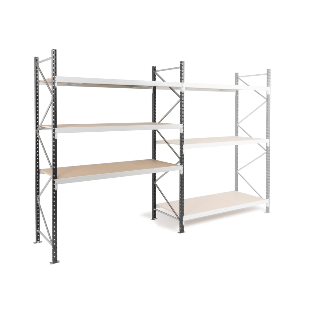 Product afbeelding: ManOrga Grootvakstelling, met spaanplaten, GF, grafietgrijs/lichtgrijs, H x B x D 2.000 x 1.250 x 600 mm