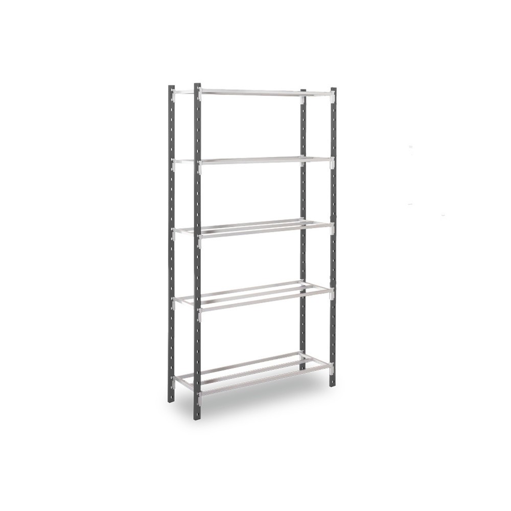 Productafbeelding nr. 1: Legbordstelling ManOrga, verzinkt, met 5 legborden van plaatstaal, vaklast 230 kg, hxbxd 2.000 x 2.543 x 810 mm