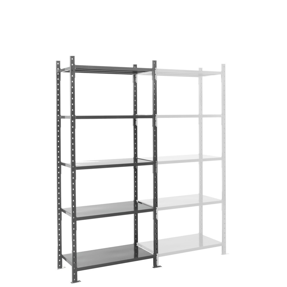 Productafbeelding nr. 1: Legbordstelling ManOrga, grafietgrijs, met legborden van plaatstaal, vaklast 460 kg, hxbxd 2.500 x 1.300 x 610 mm