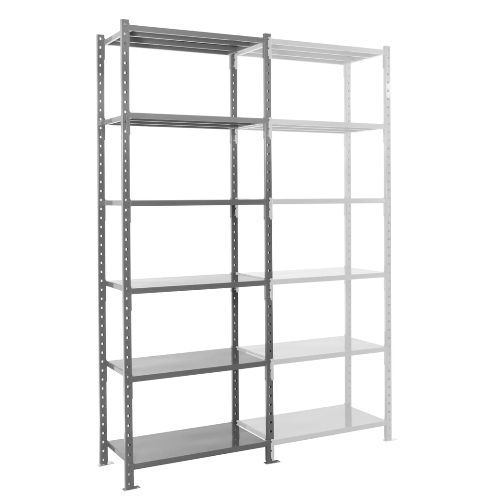 Legbordstelling ManOrga, grafietgrijs, met legborden van plaatstaal, vaklast 500 kg, hxbxd 3.000 x 1.050 x 510 mm Product afbeelding: Legbordstelling ManOrga, grafietgrijs, met legborden van plaatstaal, vaklast 500 kg, hxbxd 3.000 x 1.050 x 510 mm