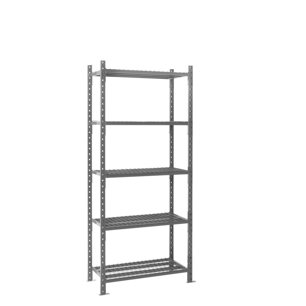 Product afbeelding: Legbordstelling ManOrga, grafietgrijs, met roosterbodem, vaklast 500 kg, hxbxd 2.500 x 1.050 x 510 mm