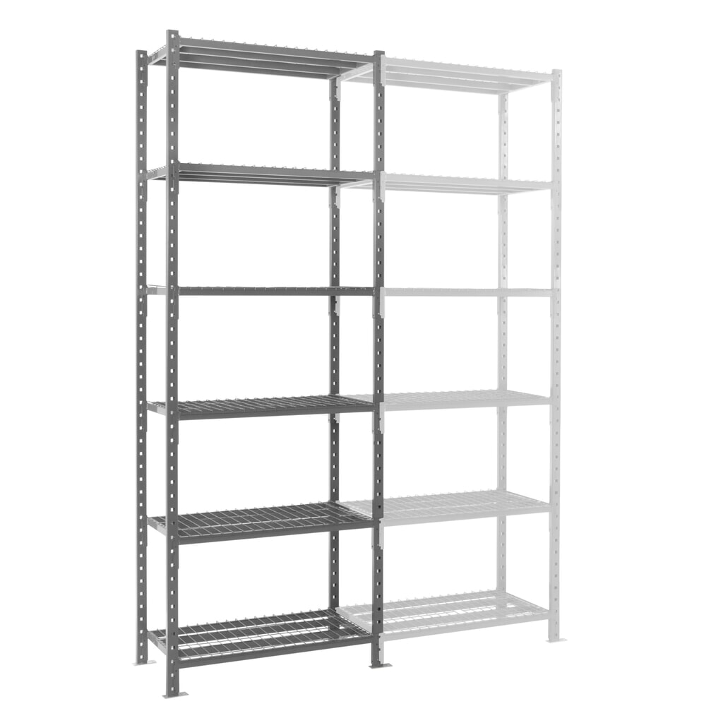 Product afbeelding: Legbordstelling ManOrga, grafietgrijs, met roosterbodem, vaklast 500 kg, hxbxd 3.000 x 1.050 x 510 mm
