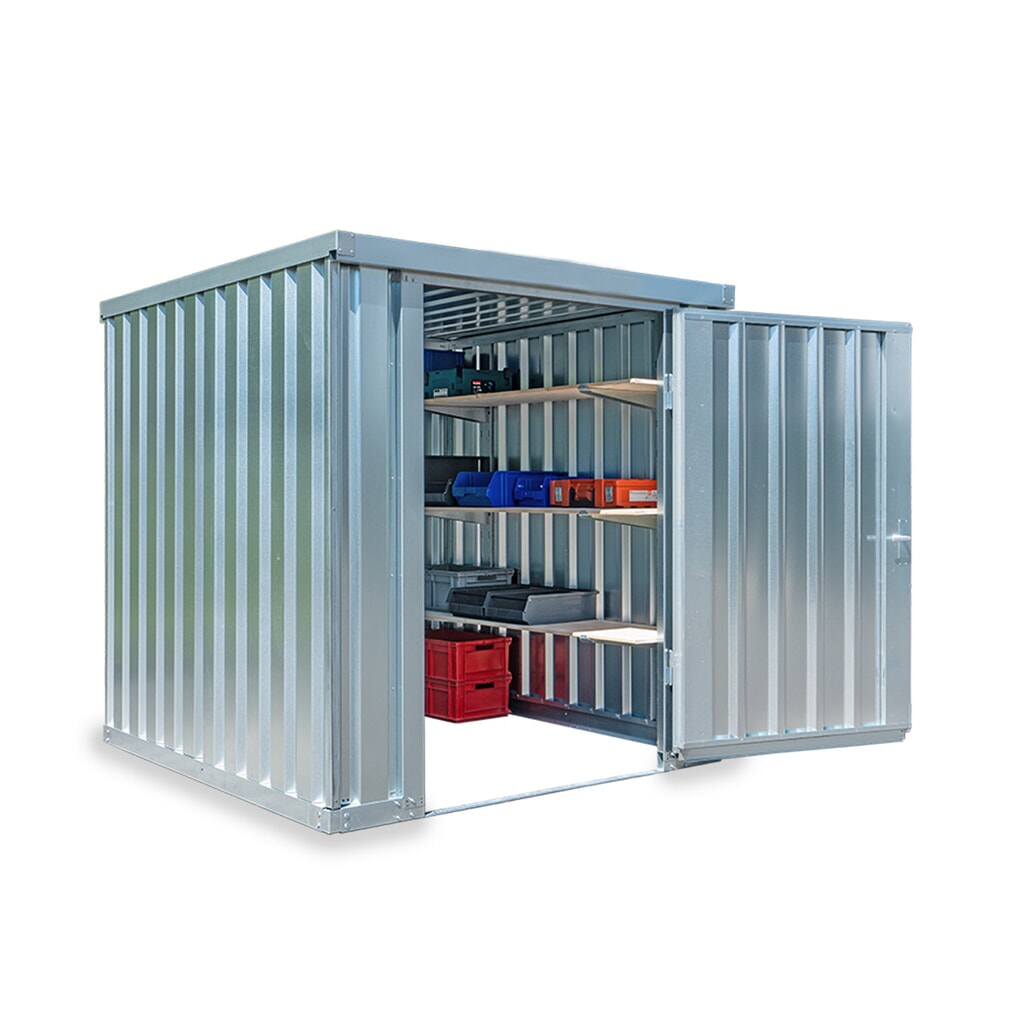 FLADAFI® materiaalcontainer als enkele module, verzinkt, hxbxd 2.150 x 2.100 x 2.170 mm, gedemonteerd, zonder houten vloer Product afbeelding: FLADAFI® materiaalcontainer als enkele module, verzinkt, hxbxd 2.150 x 2.100 x 2.170 mm, gedemonteerd, zonder houten vloer