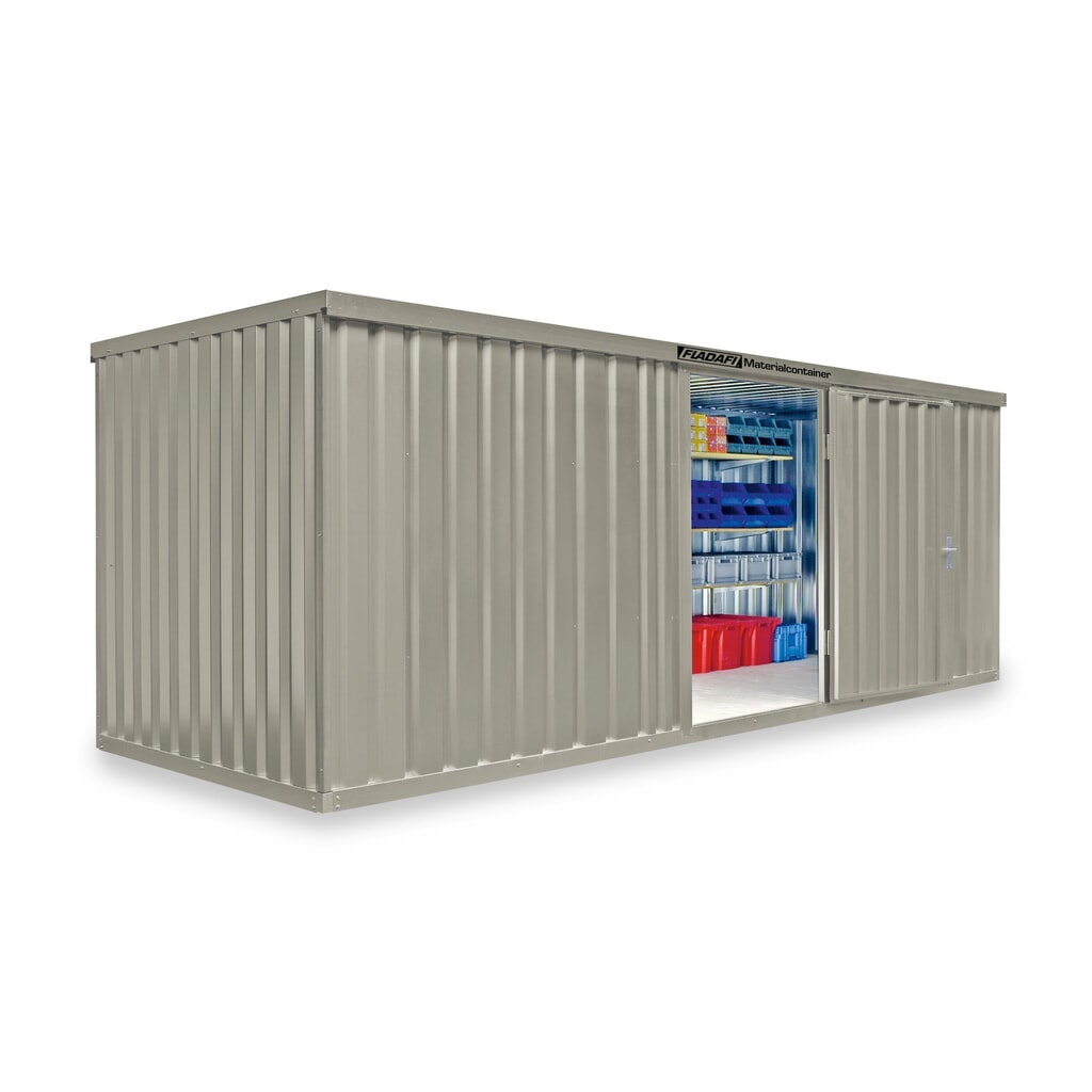FLADAFI® materiaalcontainer als enkele module, geverfd, hxbxd 2.150 x 6.080 x 2.170 mm, gemonteerd, houten vloer, grijswit Product afbeelding: FLADAFI® materiaalcontainer als enkele module, geverfd, hxbxd 2.150 x 6.080 x 2.170 mm, gemonteerd, houten vloer, grijswit